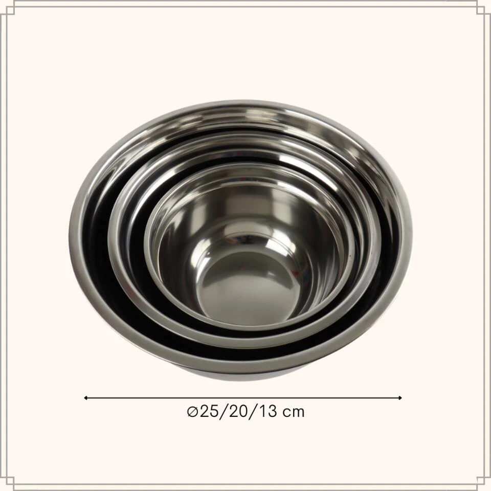 OTIX Beslagkom Mengkom Bakken Set Van 3 RVS Beslagkommen 6 OTIX Beslagkom Mengkom Bakken Set Van 3 RVS Beslagkommen - Afbeelding 4