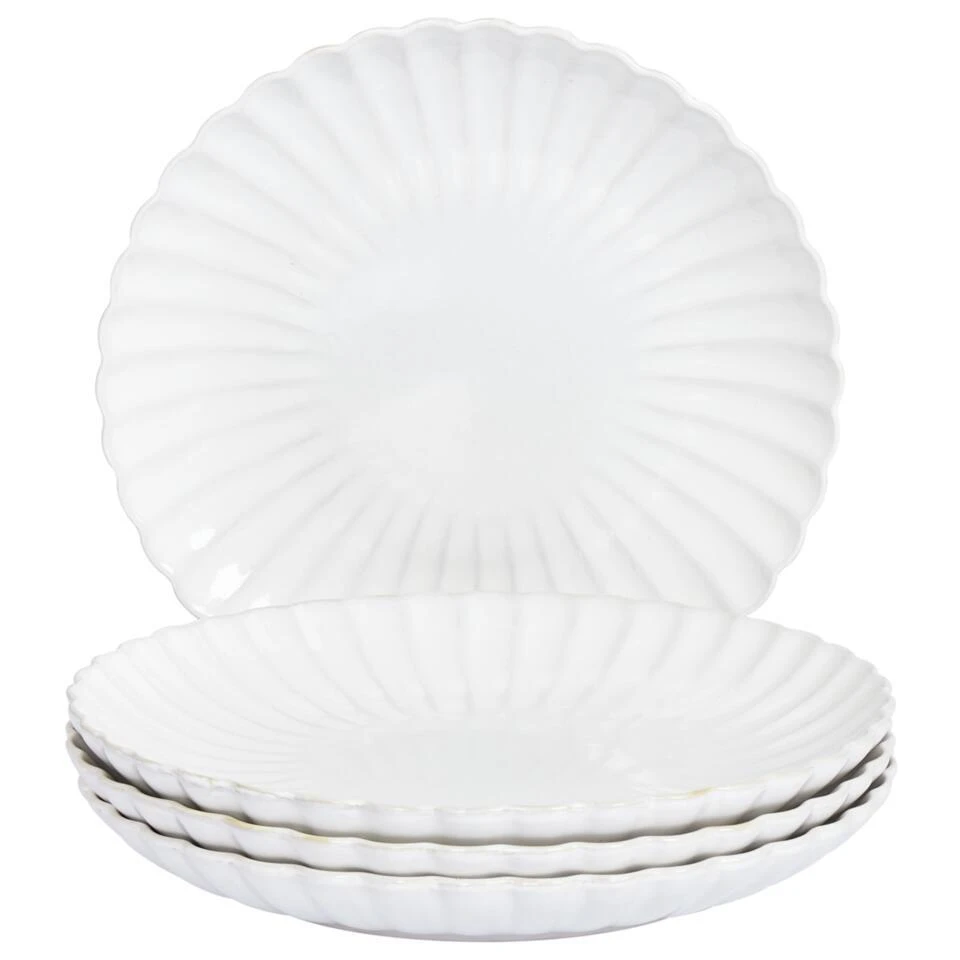 NETTLE - Dinerborden Set Van 4 - Gebroken Wit - Steengoed 5 NETTLE - Dinerborden Set Van 4 - Gebroken Wit - Steengoed - Afbeelding 3