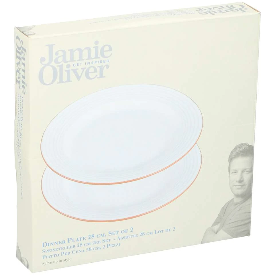 Jamie Oliver Dinerborden - 2 Stuks - Wit Met Oranje - Keramiek 4 Jamie Oliver Dinerborden - 2 Stuks - Wit Met Oranje - Keramiek - Afbeelding 2
