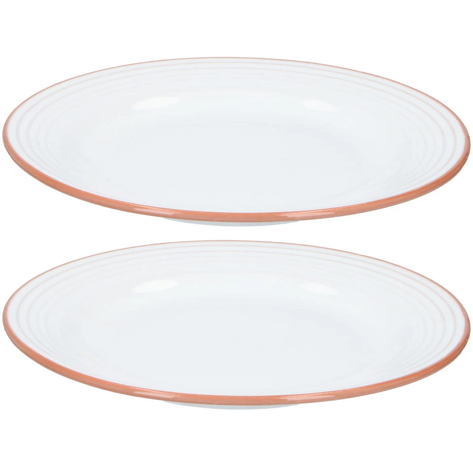 Jamie Oliver Dinerborden - 2 Stuks - Wit Met Oranje - Keramiek 3 Jamie Oliver Dinerborden - 2 Stuks - Wit Met Oranje - Keramiek