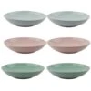 Orange85 Diepe Borden 6 Stuks Aardewerk 22 Cm Ovenbestendig Roze Blauw Groen -Bestekwinkel 1000033078