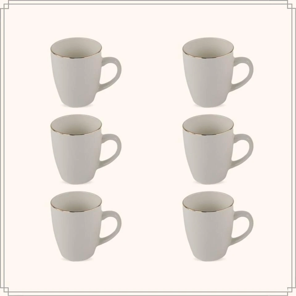 OTIX Mokken Set Wit Met Goud 200ml Porselein 6 Stuks DAISY 4 OTIX Mokken Set Wit Met Goud 200ml Porselein 6 Stuks DAISY - Afbeelding 2