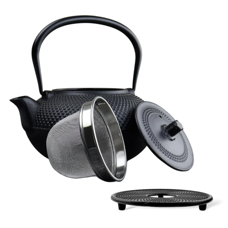 Orange85 Theepot Met Onderzetter Tetsubin Japans Theebus Zwart 1.5L Gietijzer 6 Orange85 Theepot Met Onderzetter Tetsubin Japans Theebus Zwart 1.5L Gietijzer - Afbeelding 4