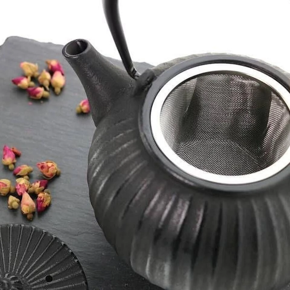 Orange85 Gietijzeren Theepot Aziatisch 1.2L Bol Streeppatroon Zwart Gietijzer 4 Orange85 Gietijzeren Theepot Aziatisch 1.2L Bol Streeppatroon Zwart Gietijzer - Afbeelding 2