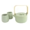Orange85 Theepot Mint 50cl Met 2 Kopjes Aardewerk Bamboe -Bestekwinkel 1000033128