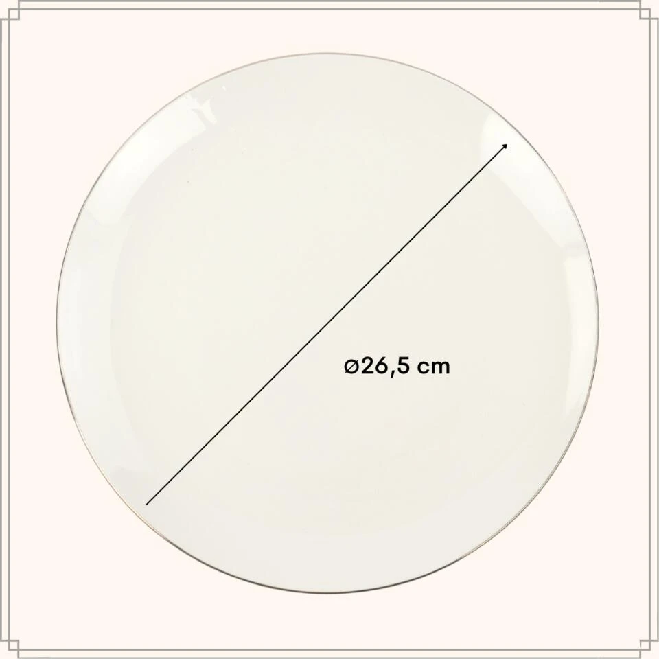 OTIX Dinerborden 6 Stuks Van Porselein 26,5 Cm Borden Wit Met Goud 6 OTIX Dinerborden 6 Stuks Van Porselein 26,5 Cm Borden Wit Met Goud - Afbeelding 4