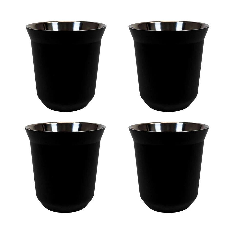 Krumble Espressokopjes Staal Set Van 4 - Zwart 3 Krumble Espressokopjes Staal Set Van 4 - Zwart