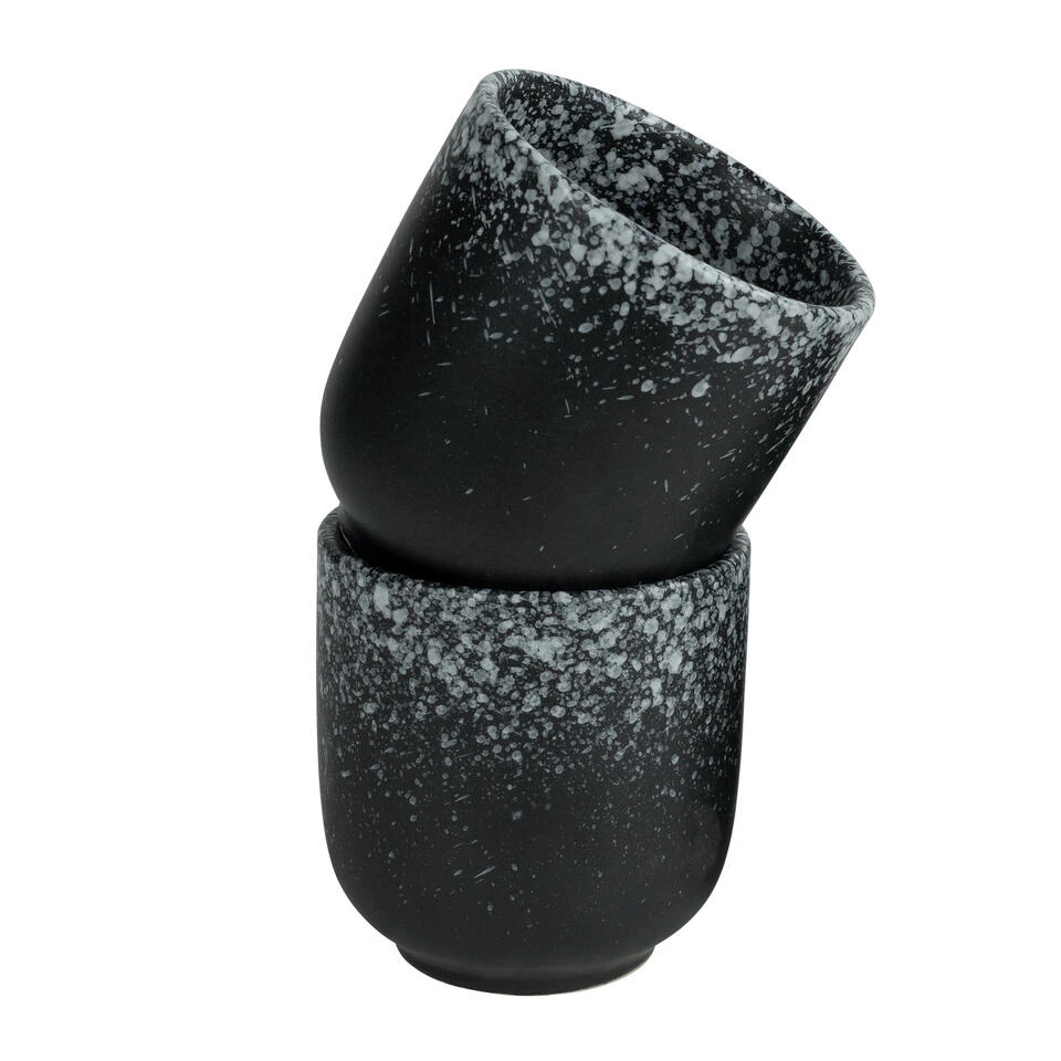 Krumble Koffie Mok - 200 Ml - Keramiek - Zwart Met Witte Spetters 5 Krumble Koffie Mok - 200 Ml - Keramiek - Zwart Met Witte Spetters - Afbeelding 3