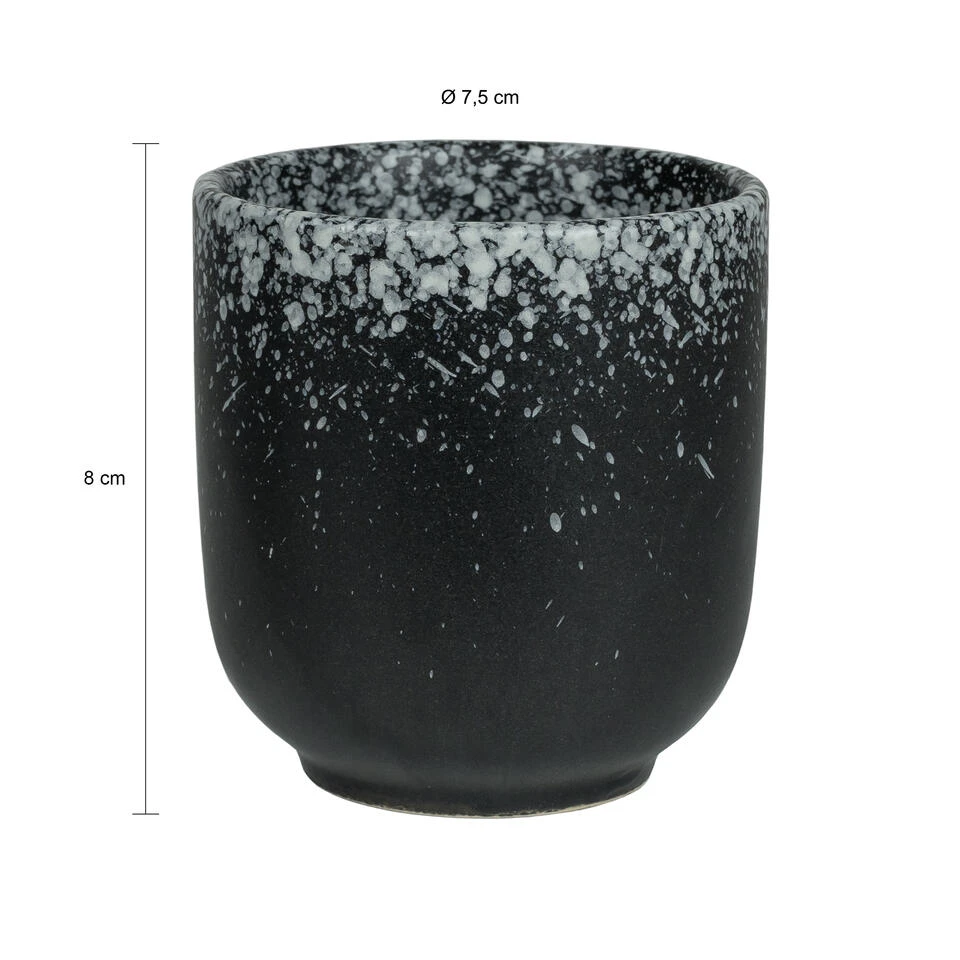 Krumble Koffie Kopje - 200 Ml - Keramiek - Zwart Met Witte Spetters - Set Van 2 5 Krumble Koffie Kopje - 200 Ml - Keramiek - Zwart Met Witte Spetters - Set Van 2 - Afbeelding 3