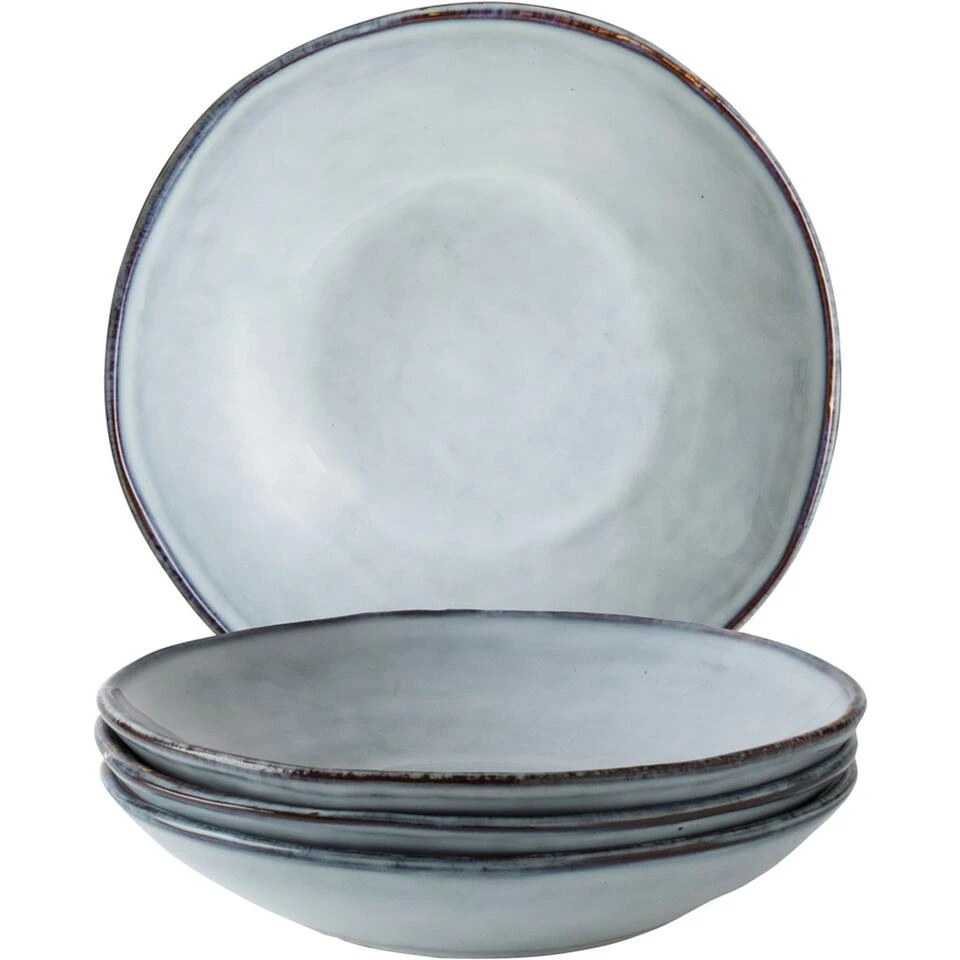 Dutch Rose Giftset 4 Borden Diep 23,5 Cm Blauw 4 Dutch Rose Giftset 4 Borden Diep 23,5 Cm Blauw - Afbeelding 2