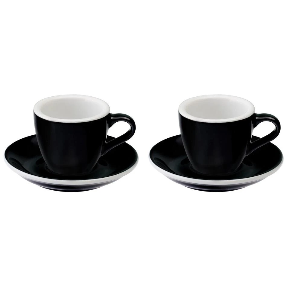 Egg Espressokop Met Schotel - Set Van 2 - 80ml - Zwart 3 Egg Espressokop Met Schotel - Set Van 2 - 80ml - Zwart