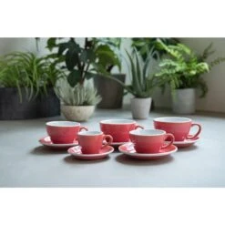 Egg Cappuccinokop Met Schotel - Set Van 2 - 250ml - Berry -Bestekwinkel 1000093489 0102