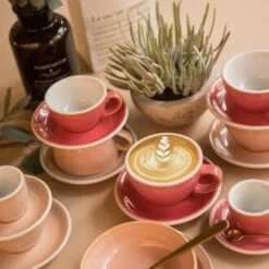 Egg Cappuccinokop Met Schotel - Set Van 2 - 250ml - Berry -Bestekwinkel 1000093489 0103