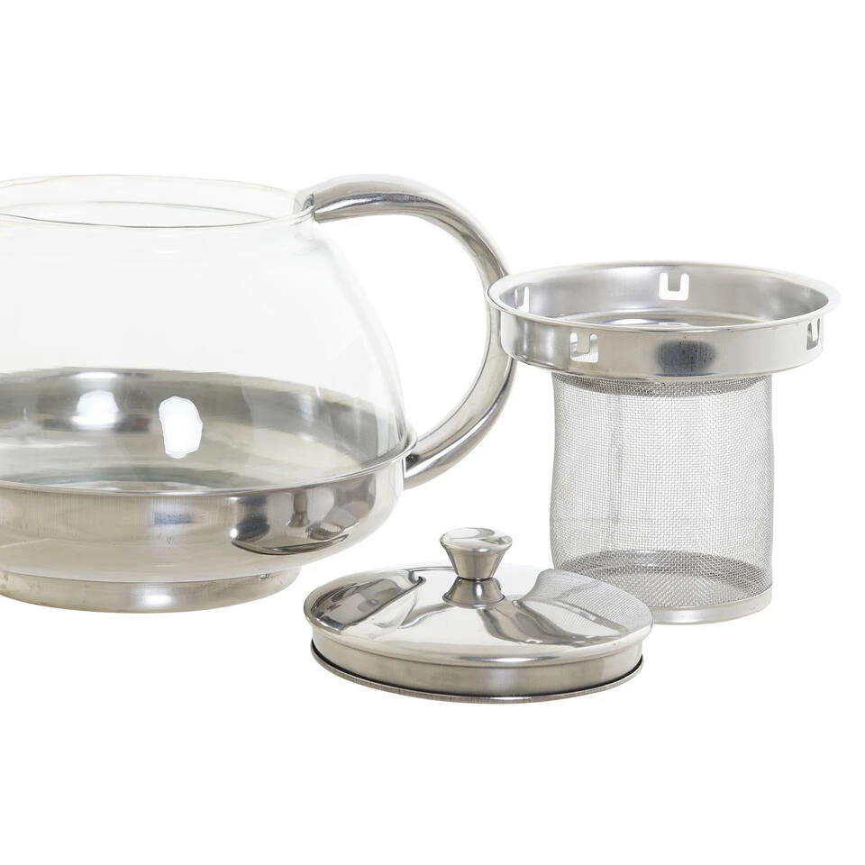 Items Theepot - Glas - RVS - 1050 Ml - Met Filter En Handvat 4 Items Theepot - Glas - RVS - 1050 Ml - Met Filter En Handvat - Afbeelding 2