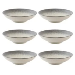 OTIX Diepe Soep Bordenset 6 Persoons Zwart Taupe 19cm Keramiek TULIP