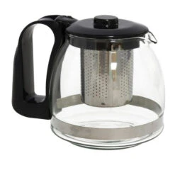 Merkloos Gerimport Theepot Met Theefilter - Glas - 700 Ml - Zwart