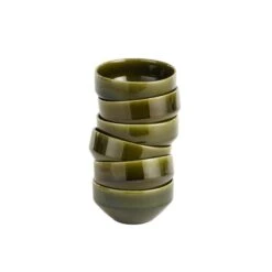 Mica Decorations Rhea Schaal - Set Van 6 - Ø12,5 Cm - Keramiek - Groen