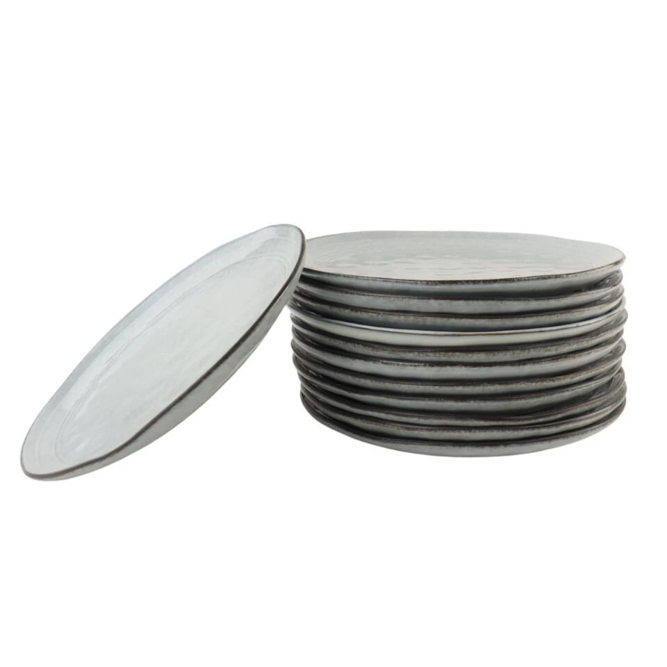 OTIX Dessert Ontbijt Bordenset 12 Persoons Blauw 21cm Keramiek BLUEBELL 3 OTIX Dessert Ontbijt Bordenset 12 Persoons Blauw 21cm Keramiek BLUEBELL