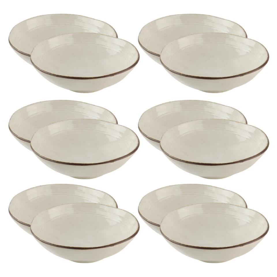 OTIX Soepkommen 12 Persoons Beige Soeptassen 15cm Keramiek LILY 3 OTIX Soepkommen 12 Persoons Beige Soeptassen 15cm Keramiek LILY