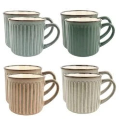 OTIX Koffiekopjes Met Oor Koffietassen Set Van 8 Aardewerk 250 Ml MOSS