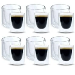 OTIX Dubbelwandige Glazen Koffietassen Koffie En Espresso 12 Stuks