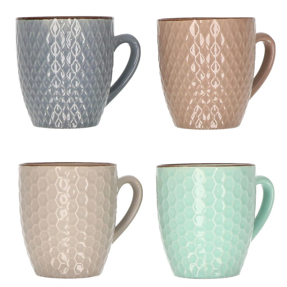 Excellent Houseware Koffiekopjes - 4x - Multi-kleur -200 Ml 3 Excellent Houseware Koffiekopjes - 4x - Multi-kleur -200 Ml