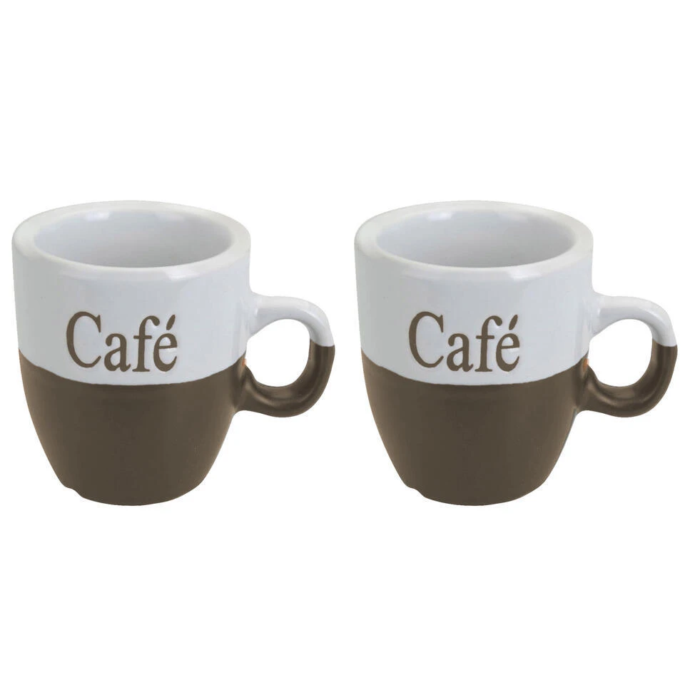 Excellent Houseware Koffiemokken - 2x - Bruin - Keramiek - 150 Ml 3 Excellent Houseware Koffiemokken - 2x - Bruin - Keramiek - 150 Ml