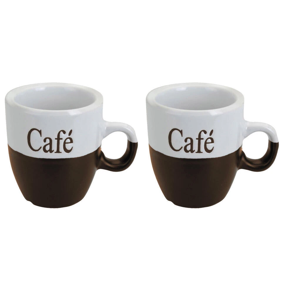 Excellent Houseware Koffiemok - 2x - Bruin - Keramiek - 150 Ml 3 Excellent Houseware Koffiemok - 2x - Bruin - Keramiek - 150 Ml
