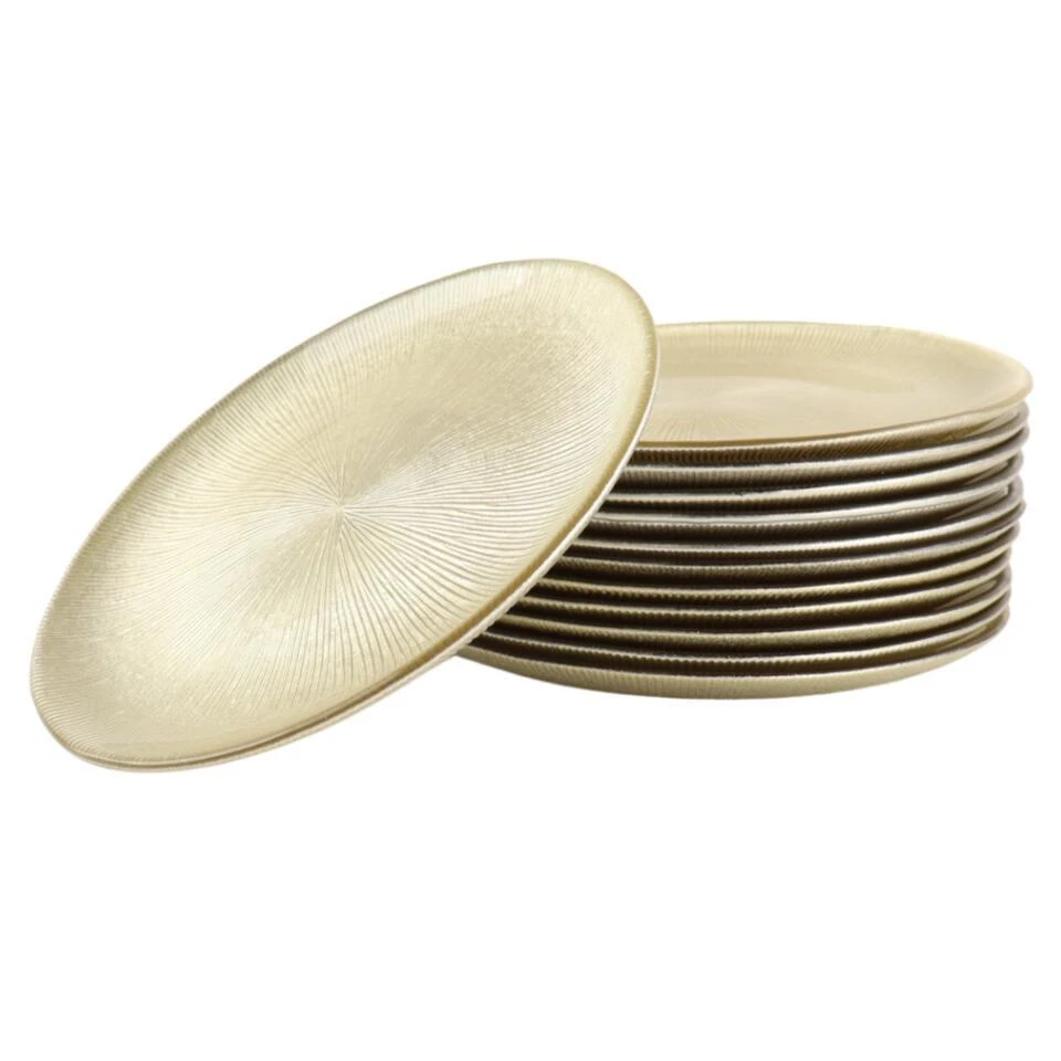 OTIX Ontbijtborden 12 Persoons Goud Glitter Dessertborden 21cm Glas 3 OTIX Ontbijtborden 12 Persoons Goud Glitter Dessertborden 21cm Glas