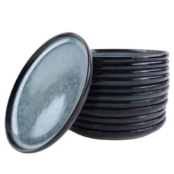 OTIX Ontbijtborden 12 Persoons 21cm Dessertbord Blauw Aardewerk EBONY