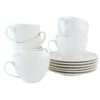 OTIX Koffiekopjes Met Oor En Schotel Set Van 6 200ml Wit Porselein LUNA -Bestekwinkel 1000148367