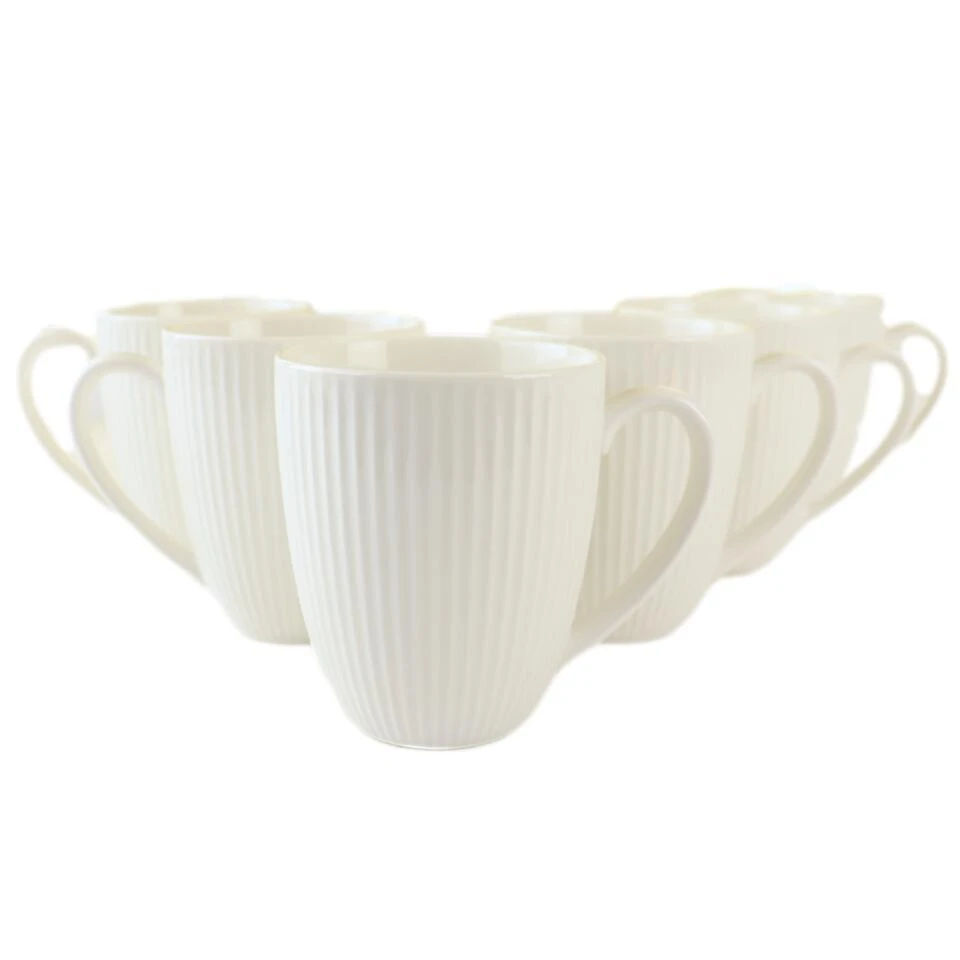 OTIX Koffiekopjes Set Van 6 Met Oor Koffietassen 300ml Wit Porselein LUNA 3 OTIX Koffiekopjes Set Van 6 Met Oor Koffietassen 300ml Wit Porselein LUNA