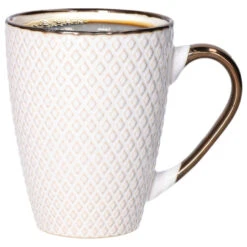 Secret De Gourmet Koffiemok Harlekijn - 1x - Keramiek - Wit/goud