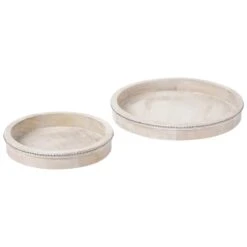 MANSOURA - Dienblad Set Van 2 - Lichtbruin - Mangohout