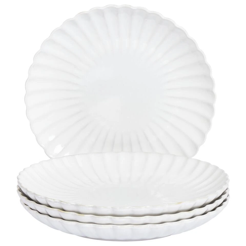 NETTLE - Dinerborden Set Van 4 - Gebroken Wit - Steengoed 3 NETTLE - Dinerborden Set Van 4 - Gebroken Wit - Steengoed