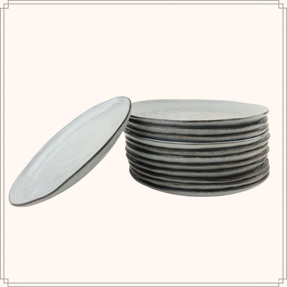 OTIX Dessert Ontbijt Bordenset 12 Persoons Blauw 21cm Keramiek BLUEBELL 4 OTIX Dessert Ontbijt Bordenset 12 Persoons Blauw 21cm Keramiek BLUEBELL - Afbeelding 2