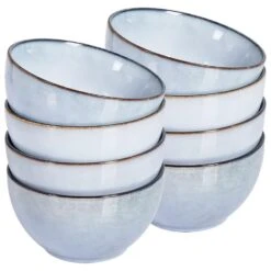 JUNIPER - Kom Set Van 8 - Lichtblauw - Steengoed -Bestekwinkel 1673f42709954b32b5fb6c9faa65e12b