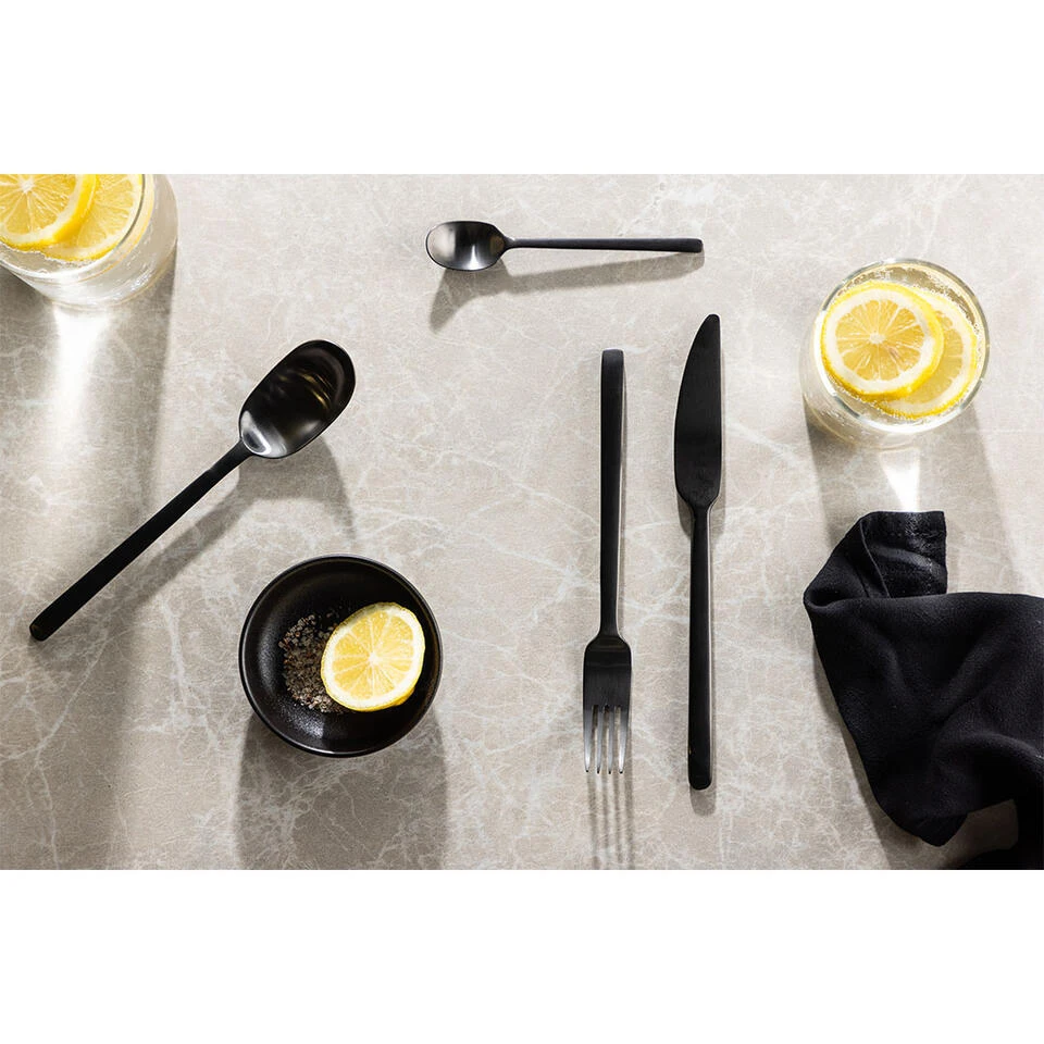 Hioshop WabiSabi Bestekset 24 Delen Roestvrij Staal Zwart 4 Hioshop WabiSabi Bestekset 24 Delen Roestvrij Staal Zwart - Afbeelding 2