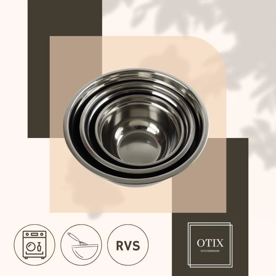 OTIX Beslagkom Mengkom Bakken Set Van 3 RVS Beslagkommen 8 OTIX Beslagkom Mengkom Bakken Set Van 3 RVS Beslagkommen - Afbeelding 6