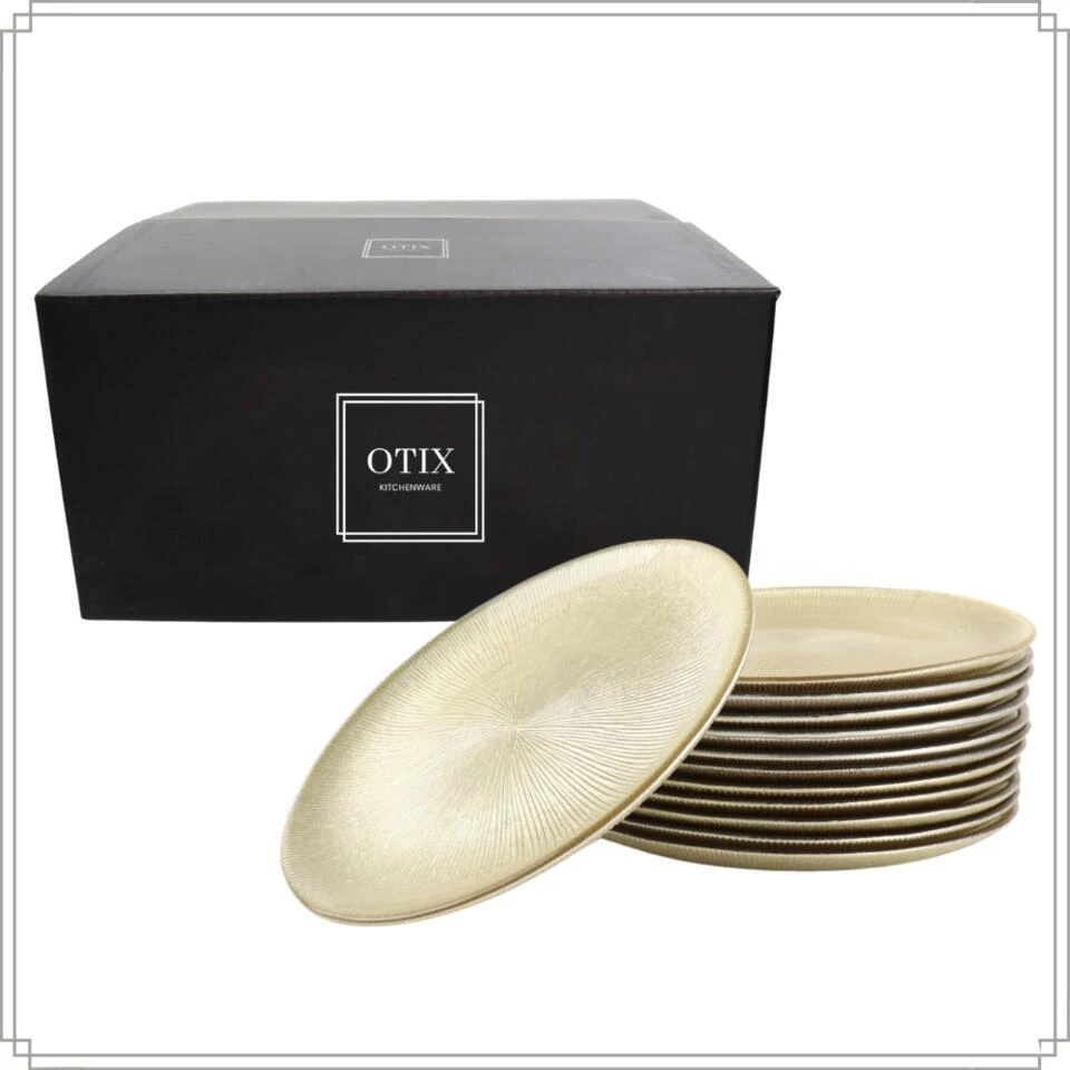 OTIX Ontbijtborden 12 Persoons Goud Glitter Dessertborden 21cm Glas 10 OTIX Ontbijtborden 12 Persoons Goud Glitter Dessertborden 21cm Glas - Afbeelding 8