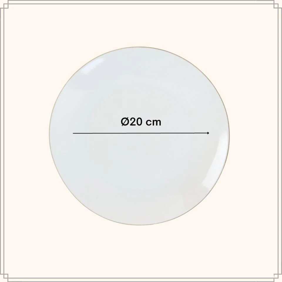 OTIX Ontbijtborden Dessert Gebaksbordjes Borden Set Van 6 Stuks 20cm Wit Met 7 OTIX Ontbijtborden Dessert Gebaksbordjes Borden Set Van 6 Stuks 20cm Wit Met - Afbeelding 5
