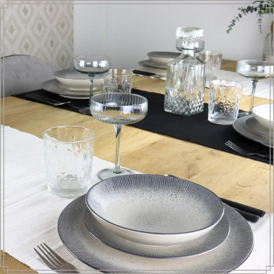 OTIX Diner Bordenset 12 Persoons Zwart Taupe 27cm Keramiek TULIP 5 OTIX Diner Bordenset 12 Persoons Zwart Taupe 27cm Keramiek TULIP - Afbeelding 3