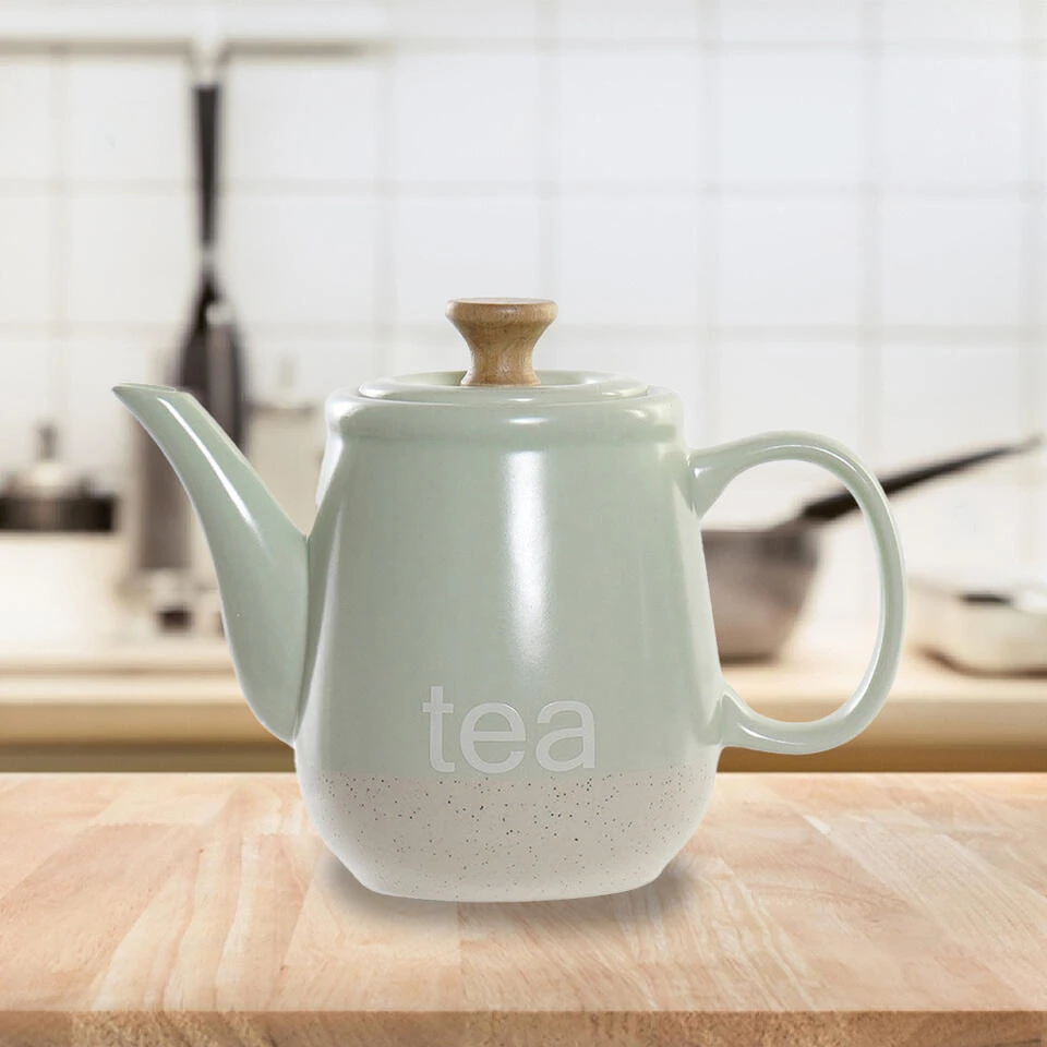 Merkloos Items Kitchen Theepot Ceylon - Keramiek - 1000 Ml - Groen/beige 4 Merkloos Items Kitchen Theepot Ceylon - Keramiek - 1000 Ml - Groen/beige - Afbeelding 2