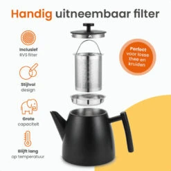 Goliving Theekan Met Filter - 1 Liter - Zwart -Bestekwinkel 3249c375d7b44ebe907885fab01de72b