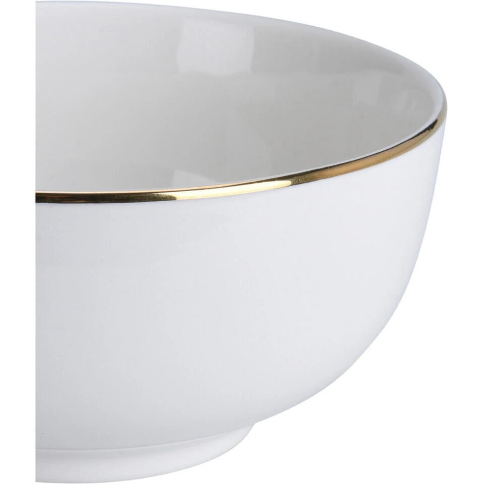 Excellent Houseware Kommetje/serveer Schaaltje - Wit/goud - D14 X 7 Cm - Porselein 4 Excellent Houseware Kommetje/serveer Schaaltje - Wit/goud - D14 X 7 Cm - Porselein - Afbeelding 2