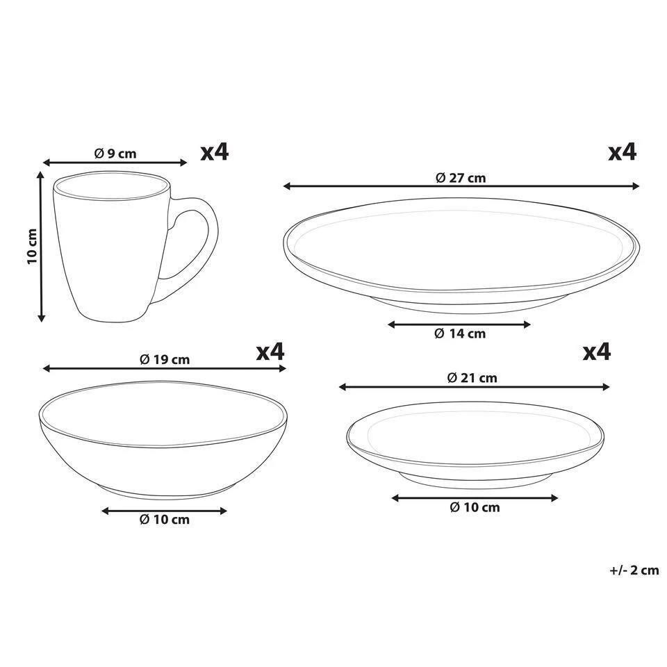THYME - Serviesset 16 Delig - Donkergroen - Steengoed 5 THYME - Serviesset 16 Delig - Donkergroen - Steengoed - Afbeelding 3