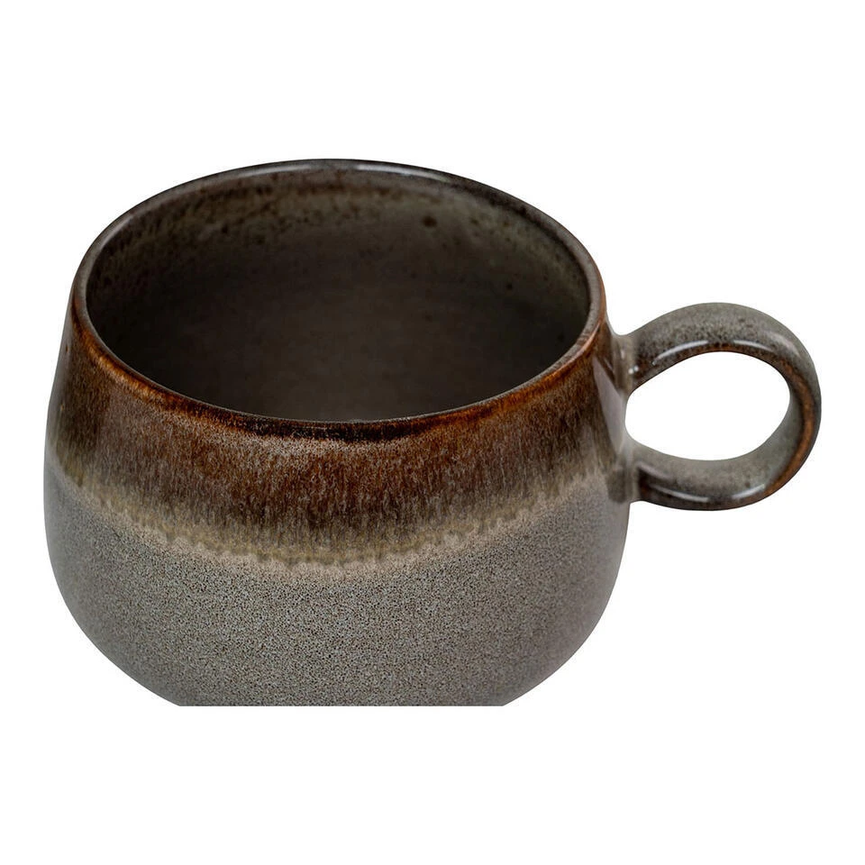 Hioshop Selma Mok Keramiek Set Van 4 Grijs- Bruin 11 Hioshop Selma Mok Keramiek Set Van 4 Grijs- Bruin - Afbeelding 9