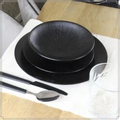 OTIX Diepe Soep Pasta Bordenset 6 Persoons Zwart 19cm Keramiek POPPY -Bestekwinkel 4440d83563d14e2782c14d6bb5b637ea