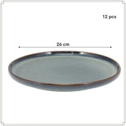 OTIX Dinerborden Bordenset 12 Persoons 26cm Blauw Aardewerk EBONY -Bestekwinkel 4d5cf0ecd25b43f390591bc2296bde1f