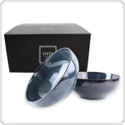 OTIX Saladeschaal 2 Stuks Diep Serveerbord Schaal Blauw 25cm Aardewerk EBONY -Bestekwinkel 4dc2e64bd7564018986bb943b494ab28